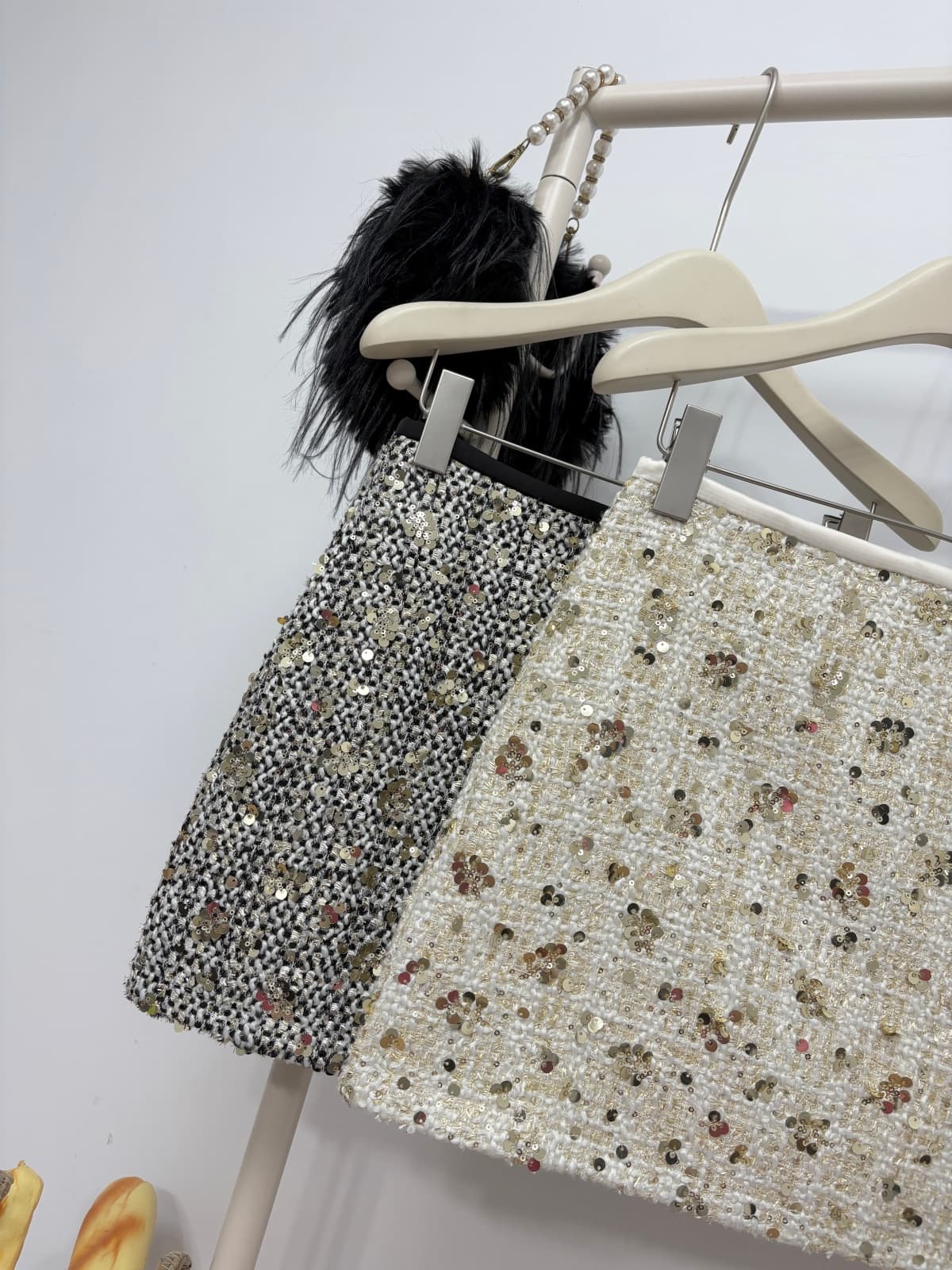 실사 가을 새로운 한 부서 chic 작은 샤넬 스타일 스팽글 반신 스커트 패션 디자인 센스 한 마디 타이트 스커트 미니 스커트 이미지 4