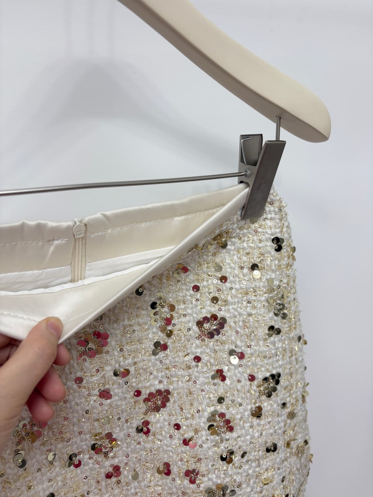 실사 가을 새로운 한 부서 chic 작은 샤넬 스타일 스팽글 반신 스커트 패션 디자인 센스 한 마디 타이트 스커트 미니 스커트 상세 이미지 5
