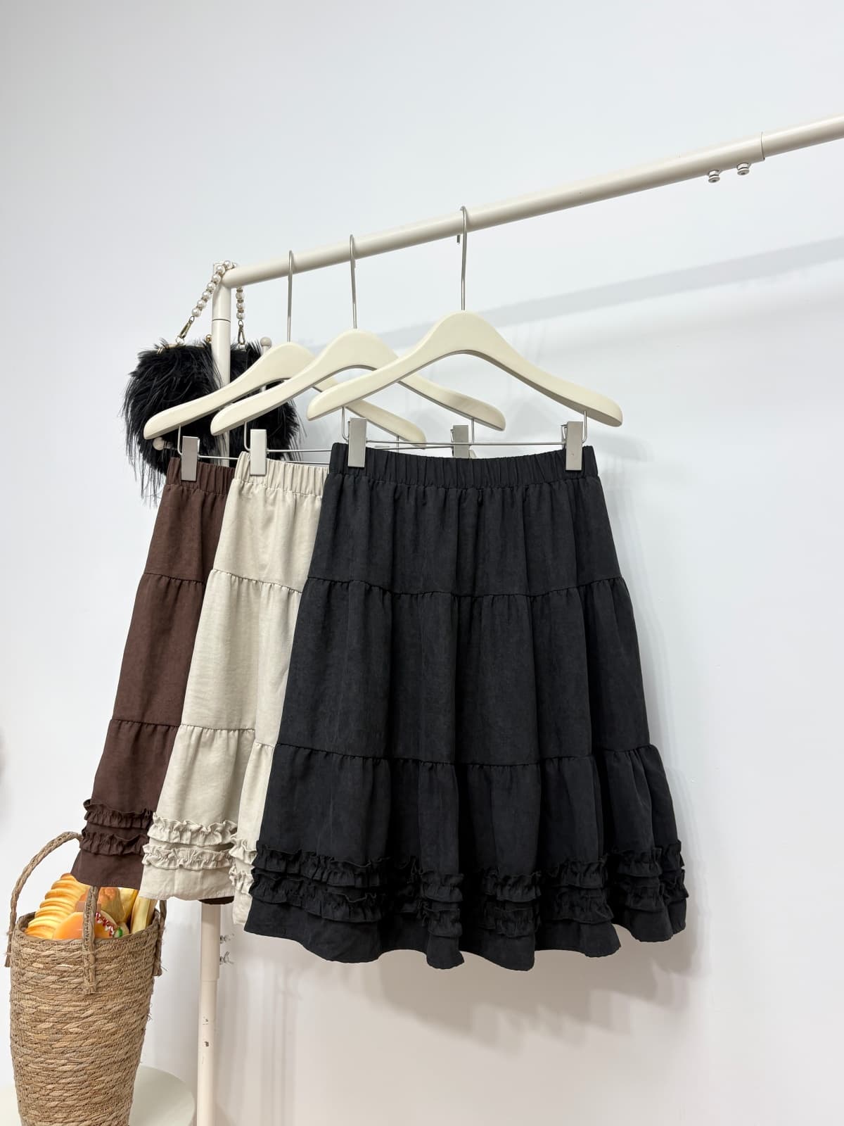 실사 가을 새로운 한 부서 chic 목이버섯 레이스 패치워크 반신 스커트 달콤함 연령 감소 한 마디 중간 스커트 5 점 치마 이미지 4