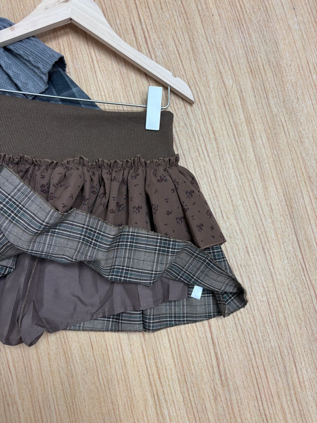 실사 가을 새로운 한 부서 달콤함 연령 감소 반신 스커트 꽃무늬 체크무늬 패치워크 케이크 드레스 인터넷 유명인 한 마디 미니 스커트 상세 이미지 7