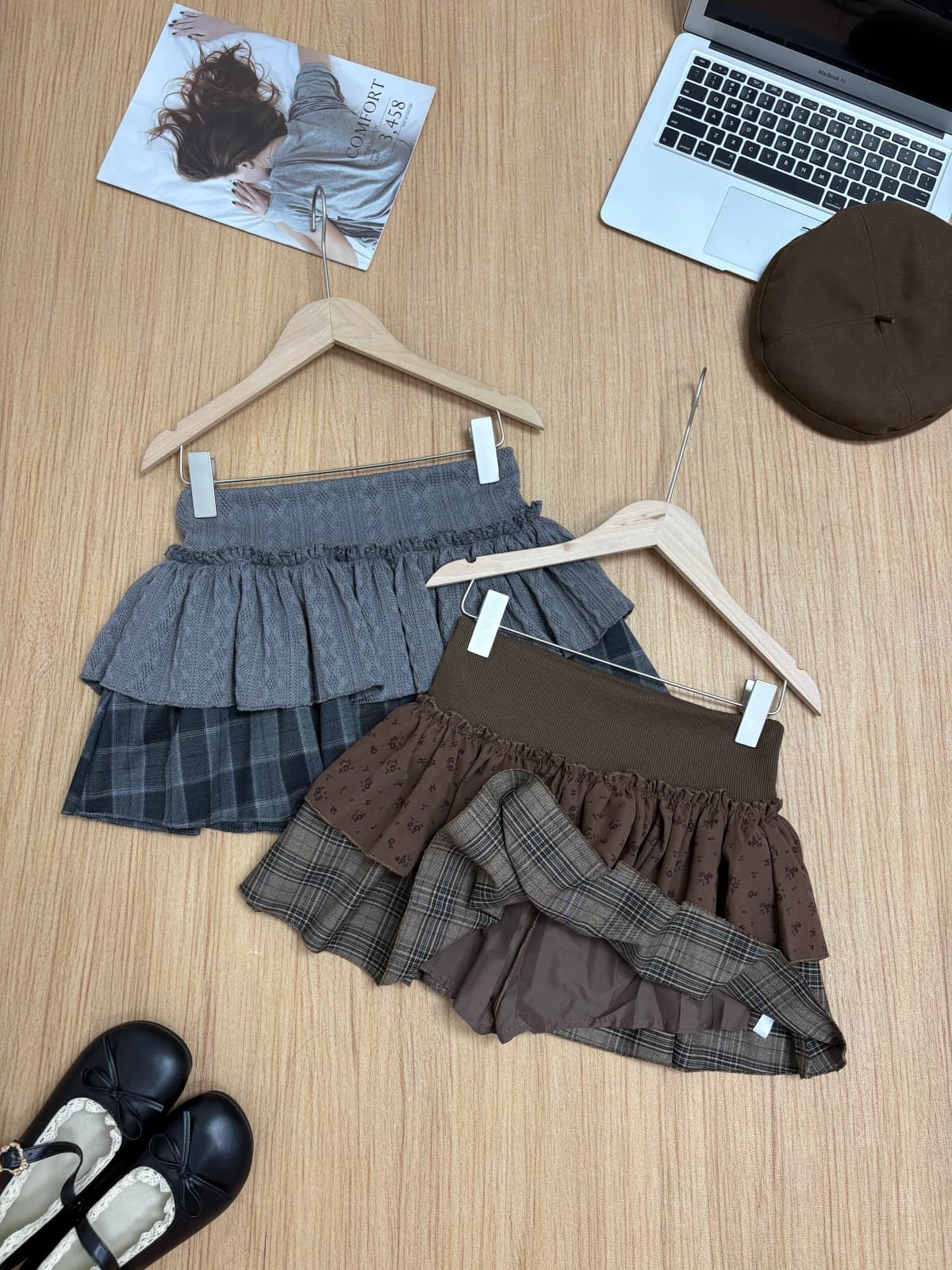 실사 가을 새로운 한 부서 달콤함 연령 감소 반신 스커트 꽃무늬 체크무늬 패치워크 케이크 드레스 인터넷 유명인 한 마디 미니 스커트 상세 이미지 10
