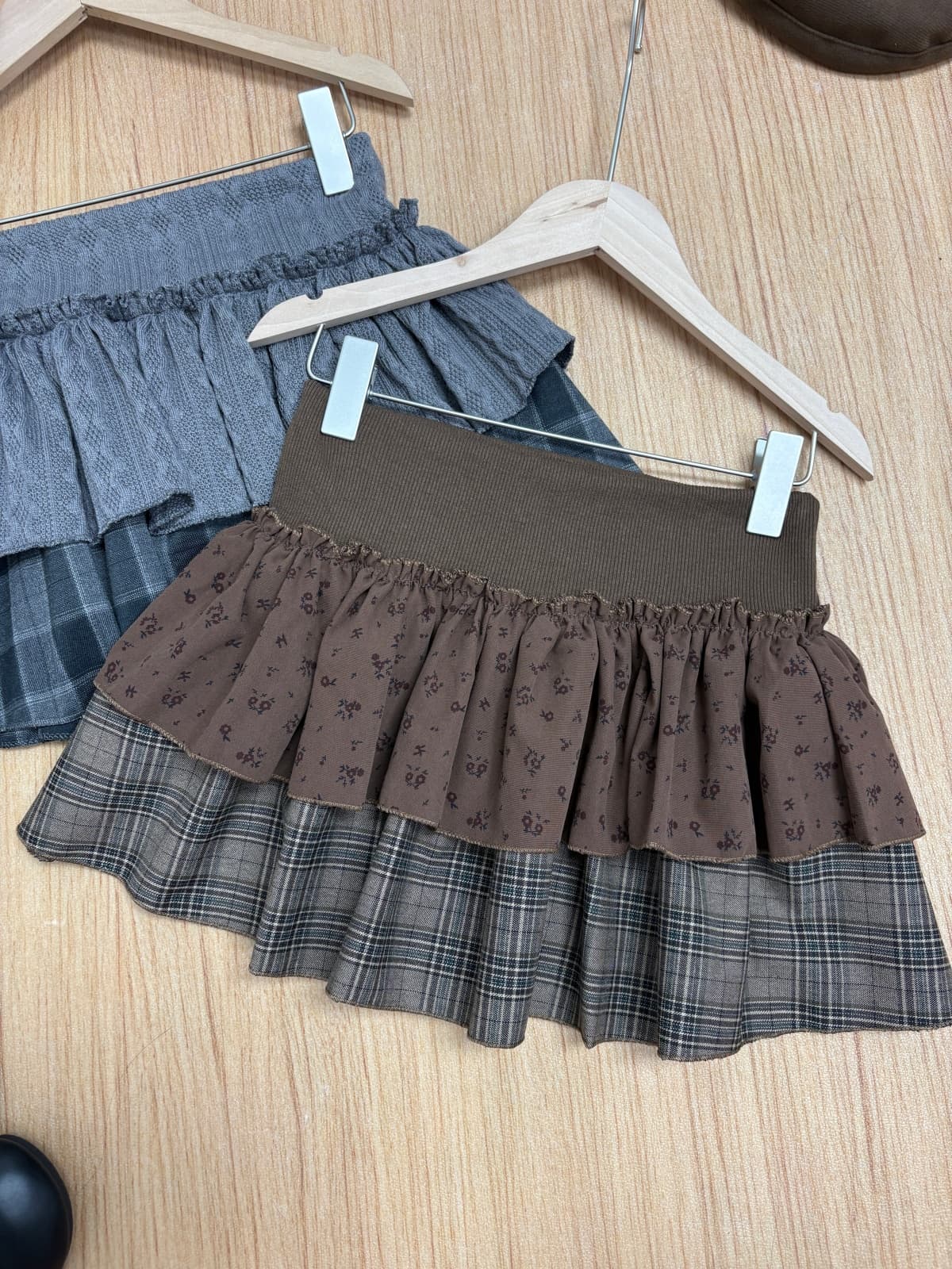실사 가을 새로운 한 부서 달콤함 연령 감소 반신 스커트 꽃무늬 체크무늬 패치워크 케이크 드레스 인터넷 유명인 한 마디 미니 스커트 상세 이미지 12