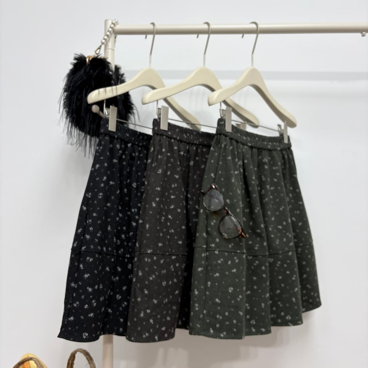 실사 가을 새로운 한 부서 chic 꽃무늬 반신 스커트 다용도 슬림해 보이는 허리밴드 캐주얼 한 마디 꽃밭 중간 스커트 이미지 6