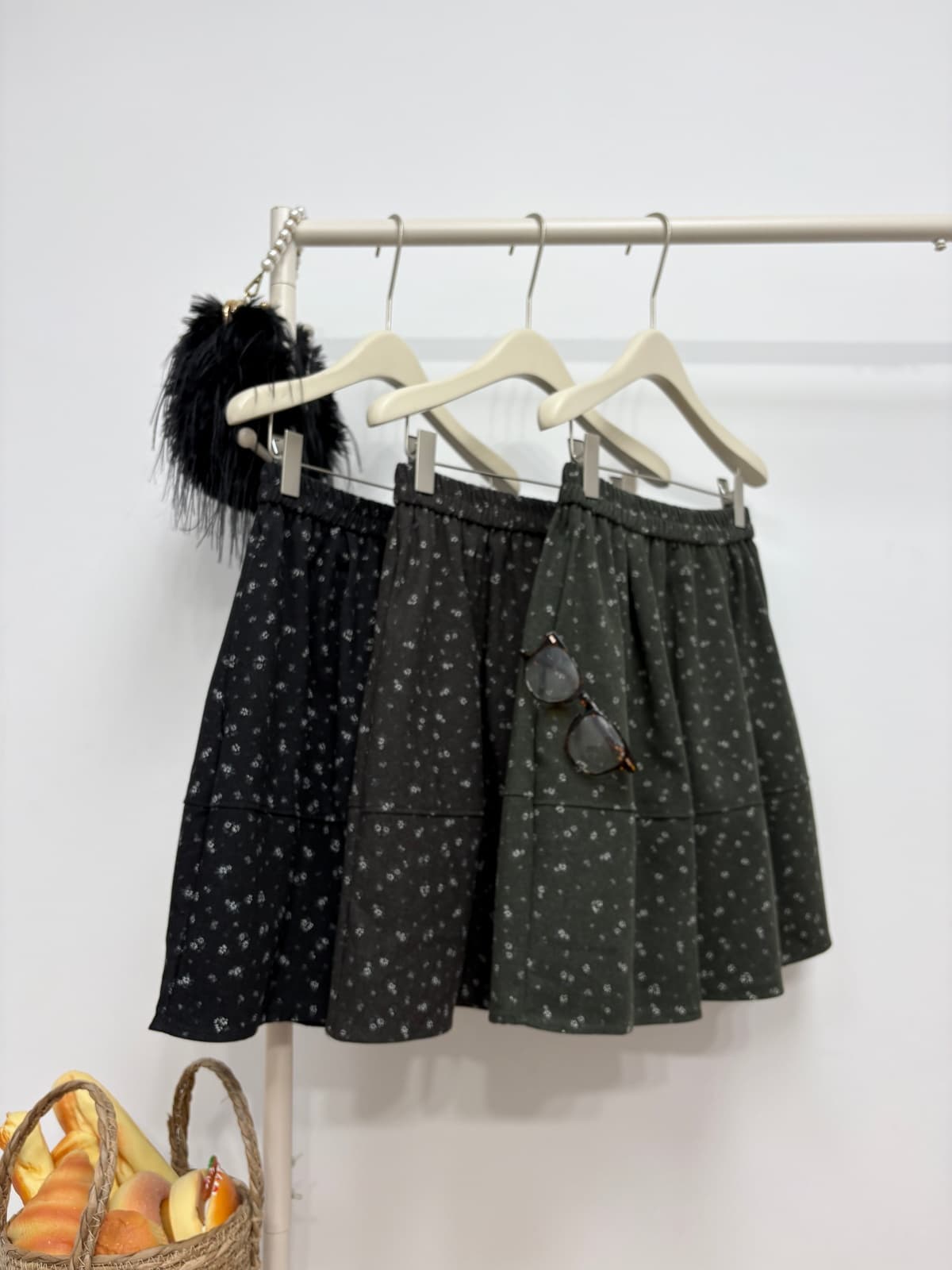 실사 가을 새로운 한 부서 chic 꽃무늬 반신 스커트 다용도 슬림해 보이는 허리밴드 캐주얼 한 마디 꽃밭 중간 스커트 상세 이미지 6