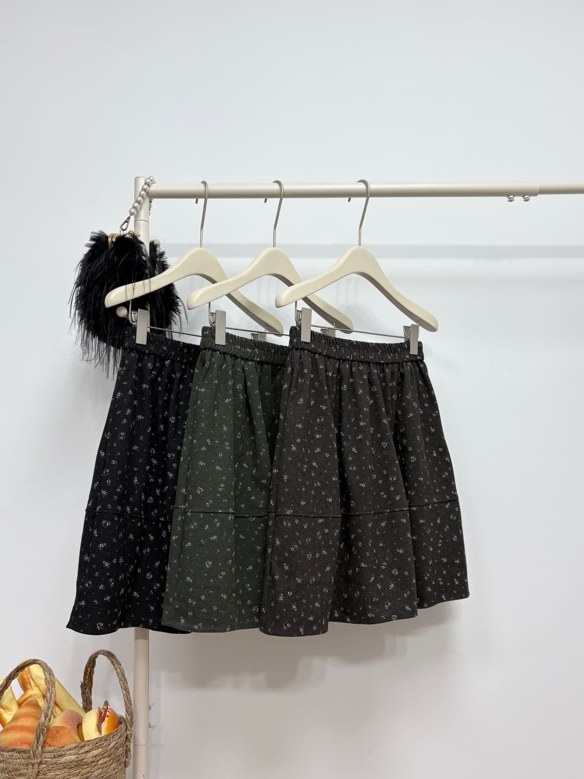 실사 가을 새로운 한 부서 chic 꽃무늬 반신 스커트 다용도 슬림해 보이는 허리밴드 캐주얼 한 마디 꽃밭 중간 스커트 상세 이미지 11