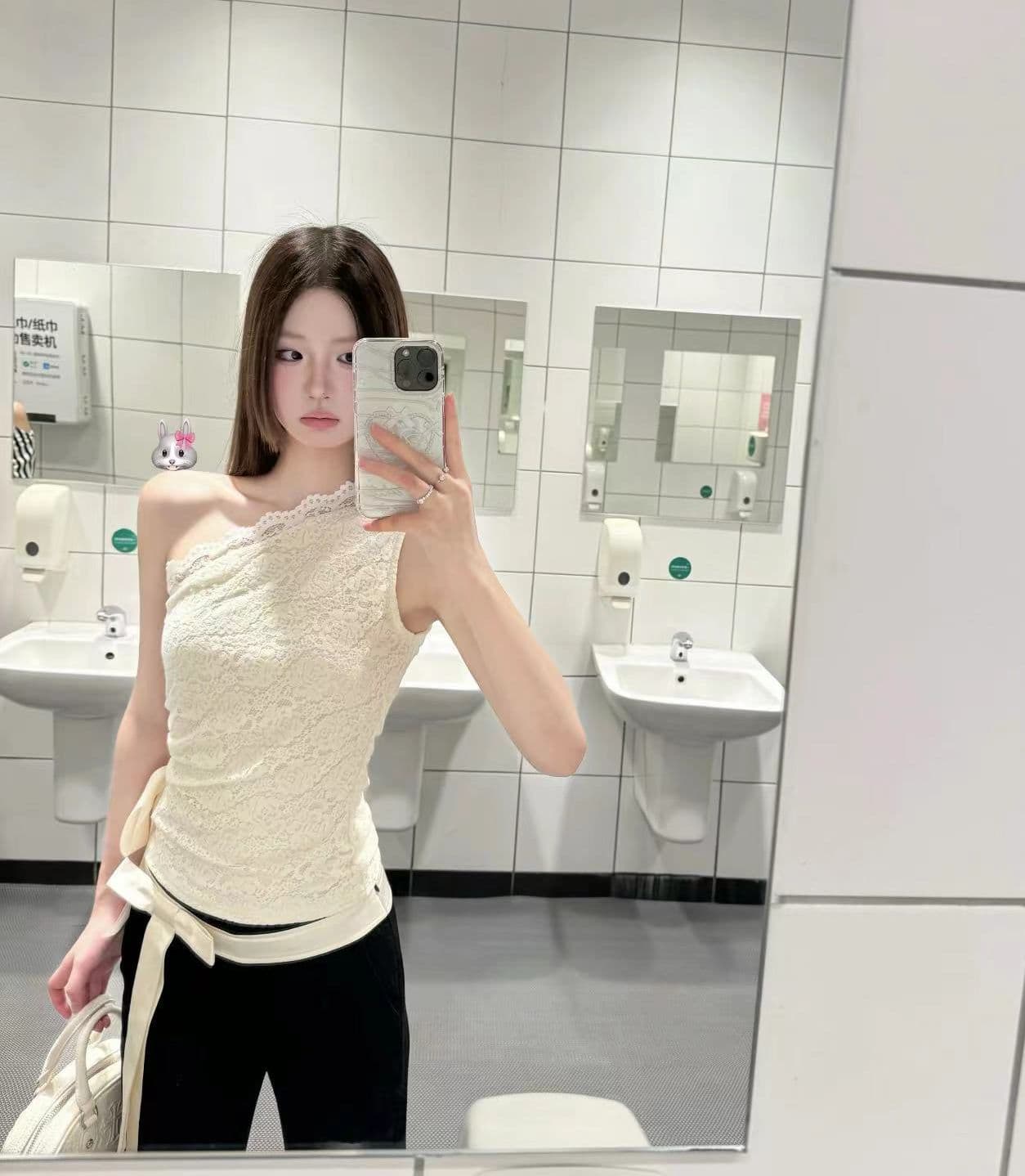 실사 정가 새로운 레이스 비스듬한 어깨 나비 매듭 홀로우 아웃 조끼 맨위 여성 핫걸 오프숄더 이슬 허리 인사이드 가져 가라.