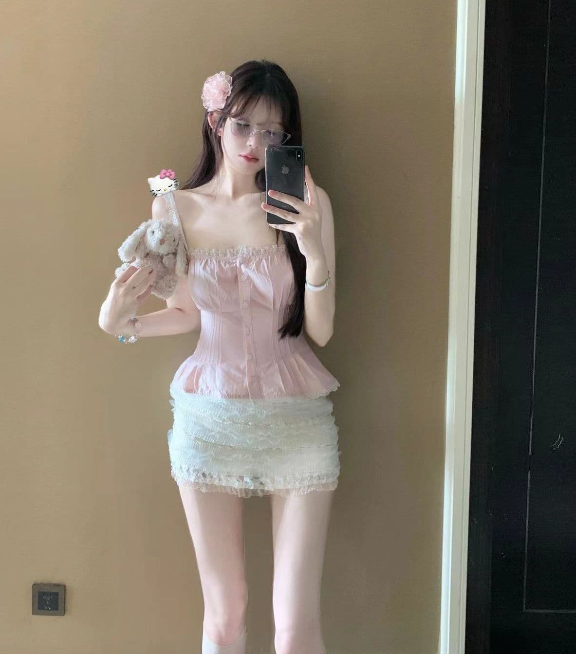 실사 정가 레이스 레이스 시폰 셔츠 여성 여름 부드러운 몸매 가꾸기 맨위 로우 웨이스트 레이스 타이트 스커트 반신 스커트 여성 상세 이미지 6