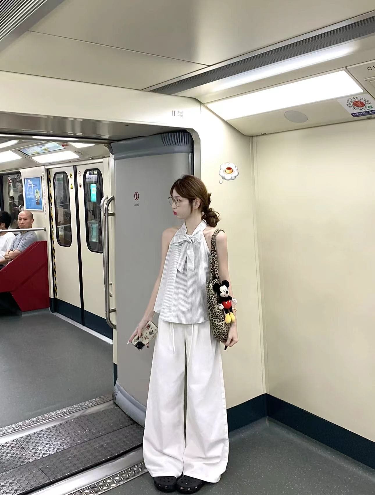 실사 정가 여름 한 셔츠 다용도 루즈핏 여성 스트라이프 미학 행침 목 스트라이프 레이스업 민소매 조끼 이미지 4