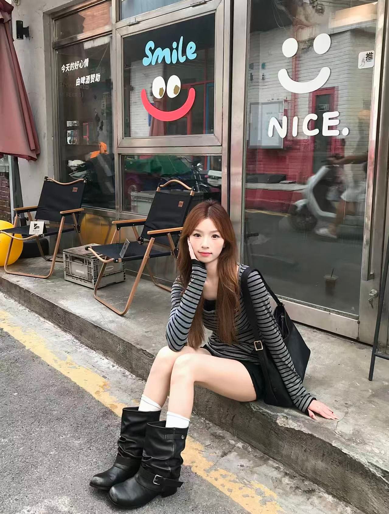 실사 정가 한 부서 페이크 레이어드 행침 목 스트라이프 만나는 주간 실크 몸매 가꾸기 긴팔 티셔츠 여성 가을 이미지 3