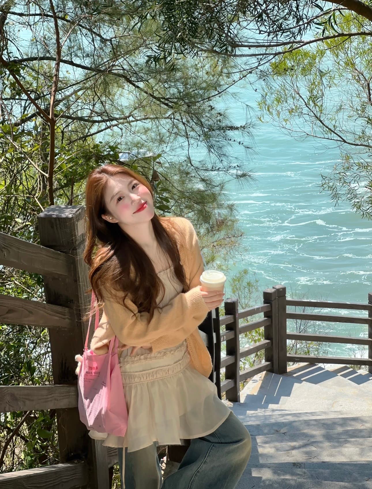 실사 정가 달콤함 얇은 스타일 홀로우 아웃 니트 오픈 가디건 프릴 한 마디 슬립 드레스 여성 드레스 상세 이미지 4