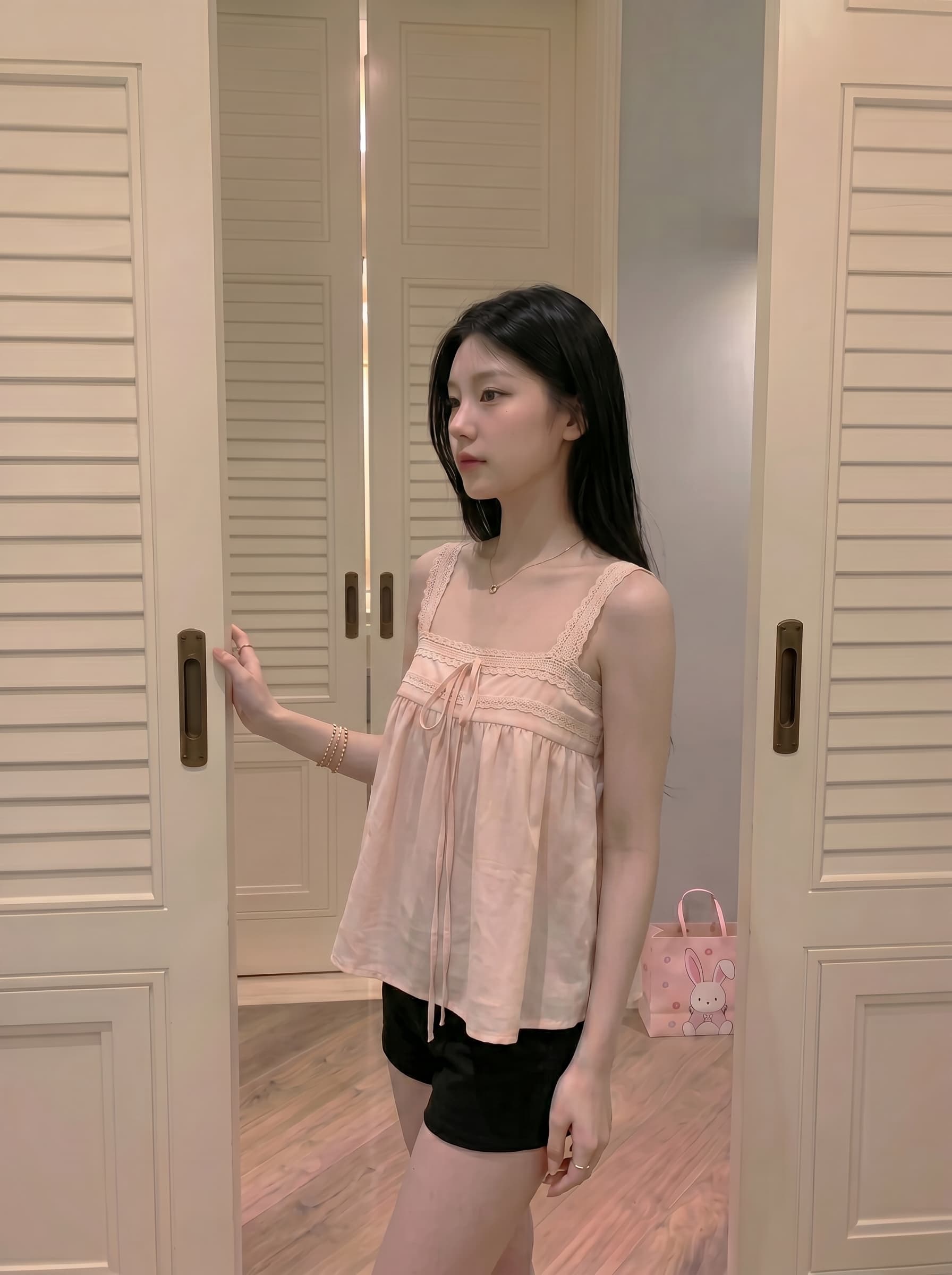 실사 정가 부드러운 바람 작은 대중 연령 감소 핑크색 레이스 캐미솔 여름 슬림해 보이는 chic 다용도 맨위 상세 이미지 6