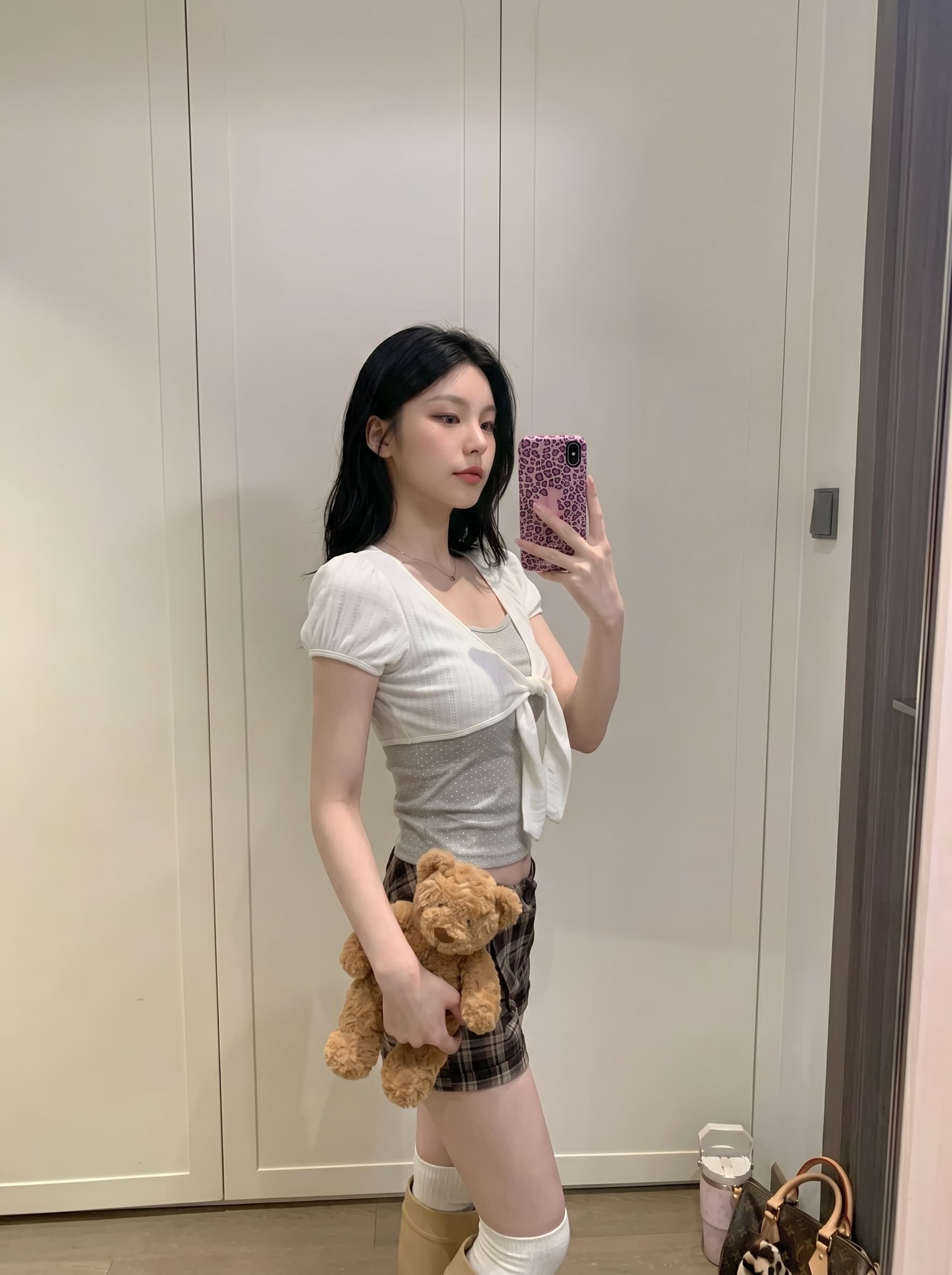 실사 정가 여름 달콤함 부서 매듭 페이크 레이어드 도트 무늬 패치워크 티셔츠 몸매 가꾸기 슬림해 보이는 반팔 여성 상세 이미지 4