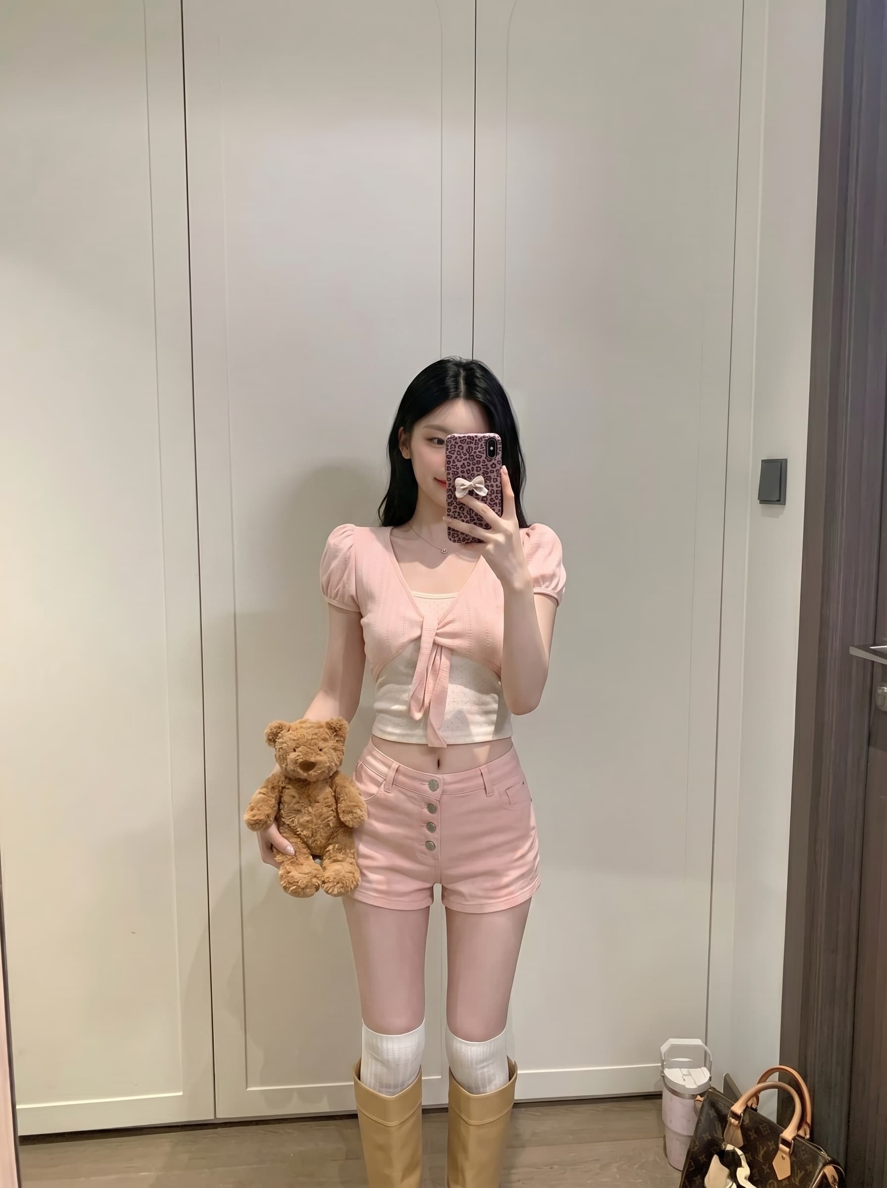 실사 정가 여름 달콤함 부서 매듭 페이크 레이어드 도트 무늬 패치워크 티셔츠 몸매 가꾸기 슬림해 보이는 반팔 여성 상세 이미지 5