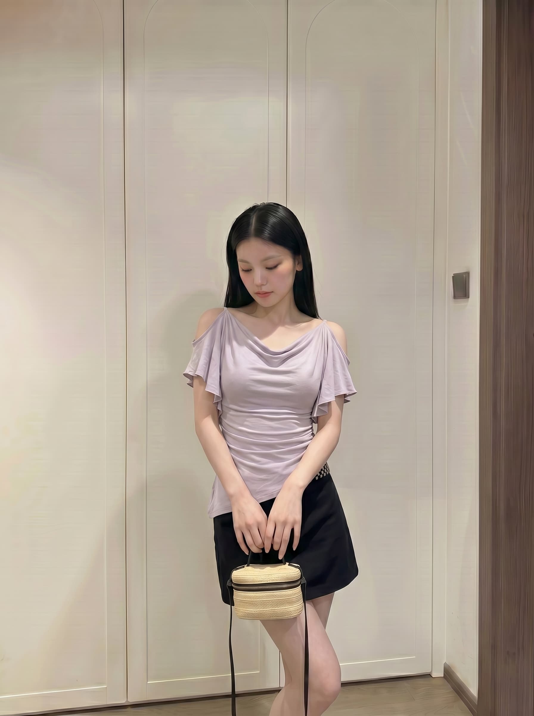 실사 정가 프랑스식 흔들다 칼라 가을 어깨 의류 여성 오프숄더 프릴 티셔츠 상세 이미지 10
