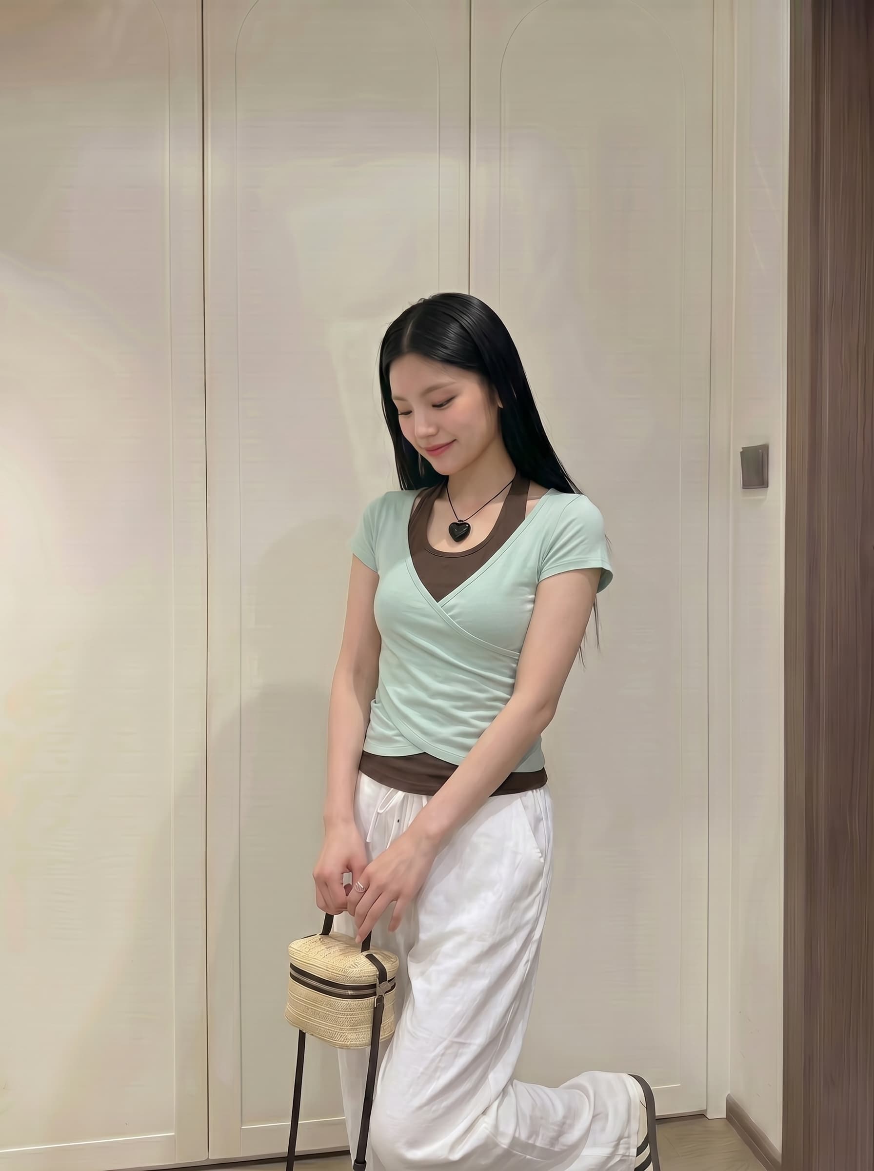 실사 정가 페이크 레이어드 행침 목 몸매 가꾸기 반팔 티셔츠 여성 여름 새로운 쇼트 스타일 핫걸 작은 맨위 상세 이미지 3