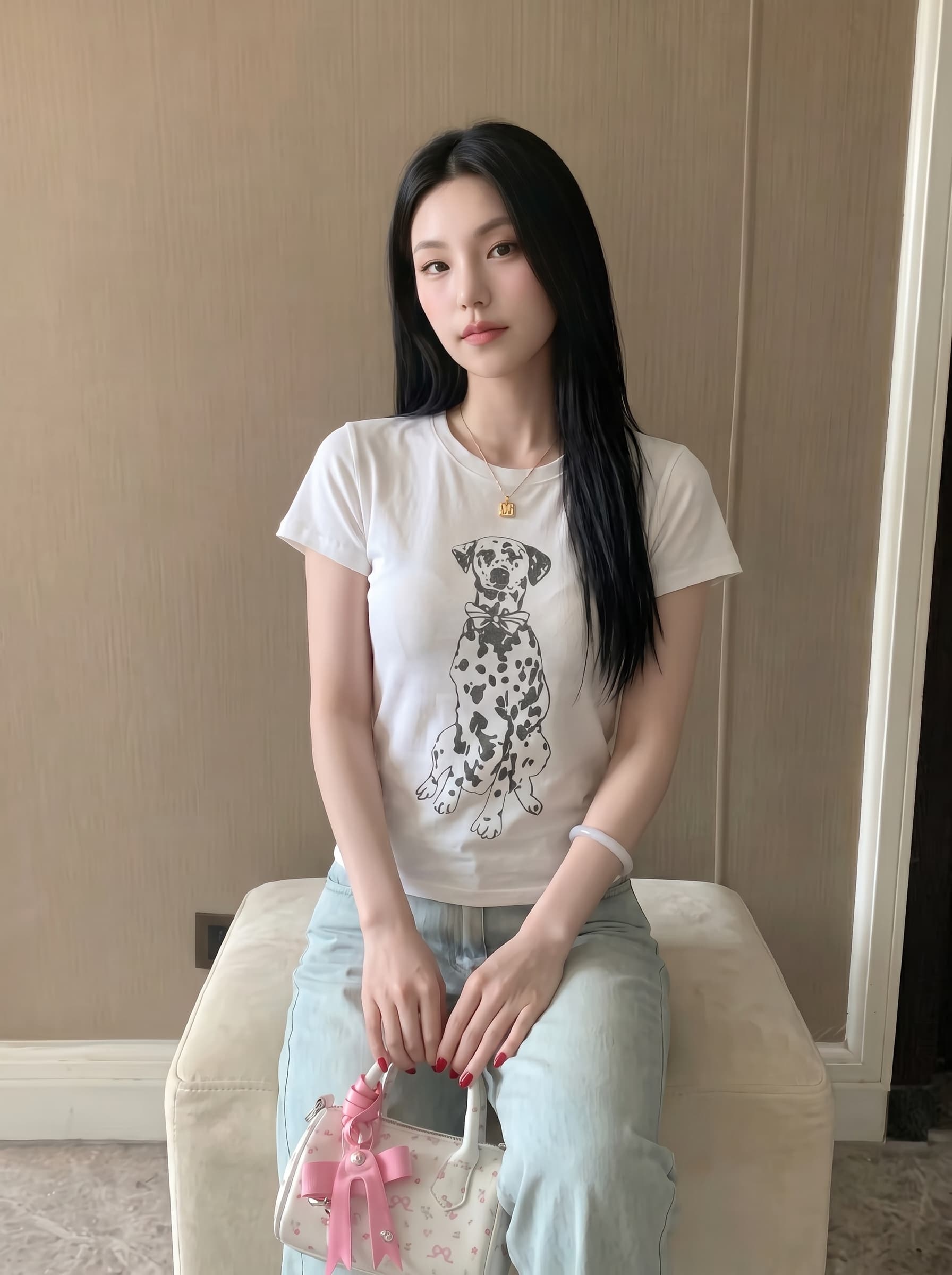 실사 정가 스팟 강아지 t 면 린넨 얇은 부드러운 통기성 긍정적 인 어깨 라운드 넥 날다 소매 마 오래된 프린트 티셔츠 여성 상세 이미지 7