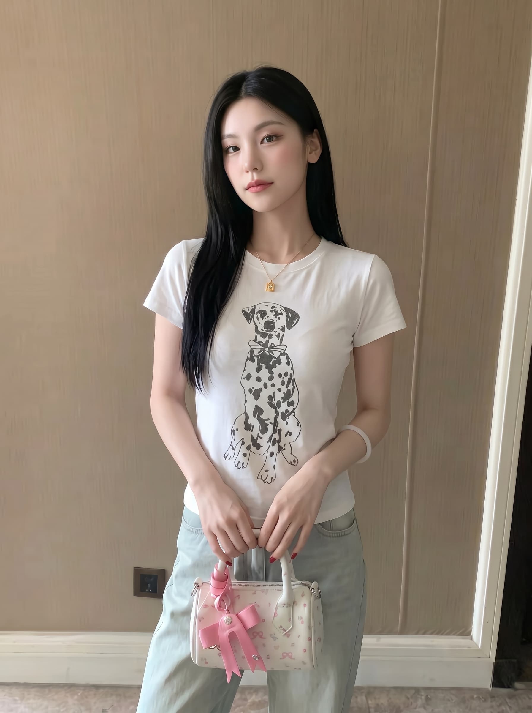 실사 정가 스팟 강아지 t 면 린넨 얇은 부드러운 통기성 긍정적 인 어깨 라운드 넥 날다 소매 마 오래된 프린트 티셔츠 여성 상세 이미지 8