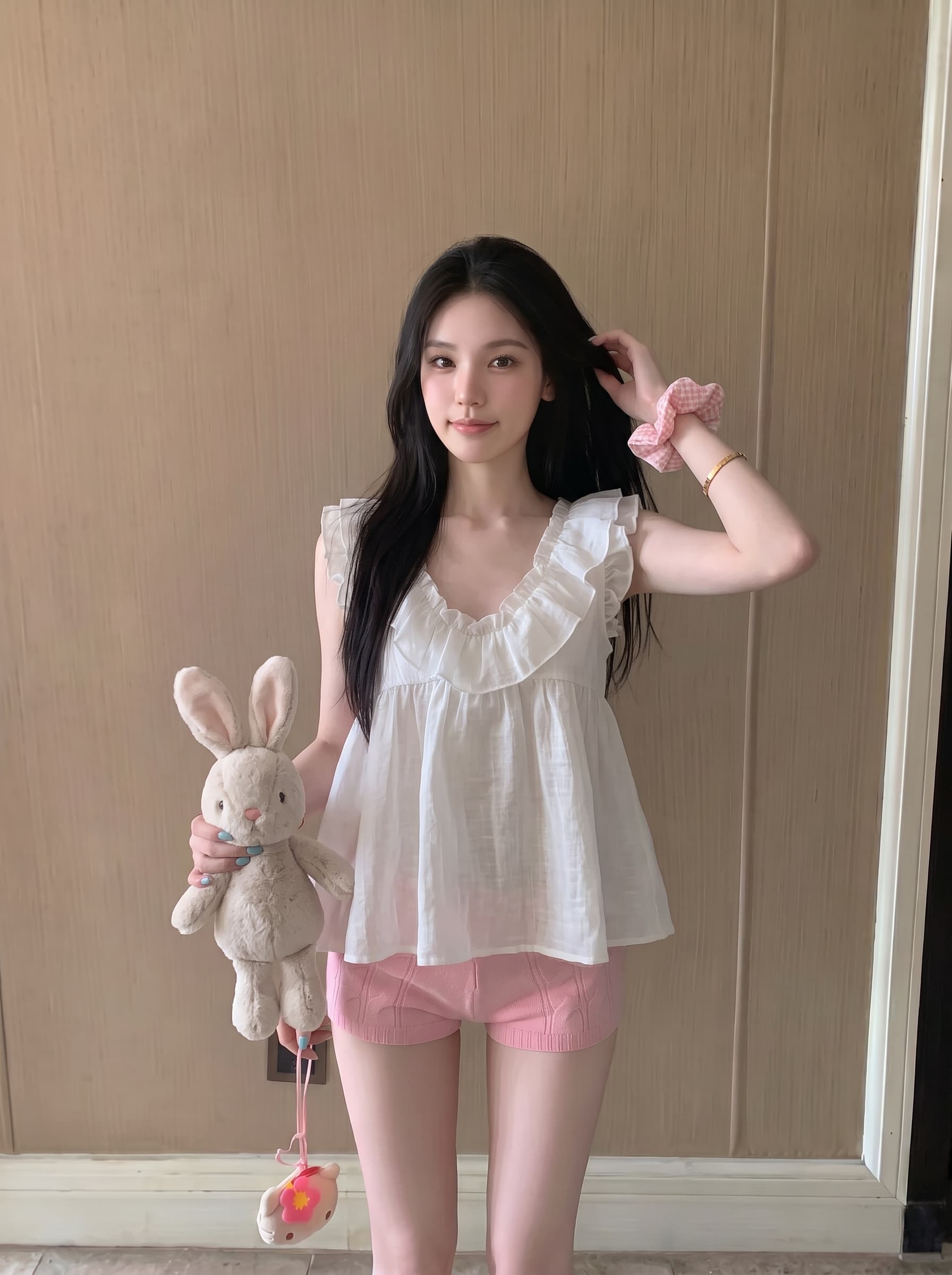 실사 정가 면 린넨 질감 센스 프릴 작은 날다 소매 여성 셔츠 여름 빛 ~을 통해 차가운 작은 셔츠 맨위 상세 이미지 6