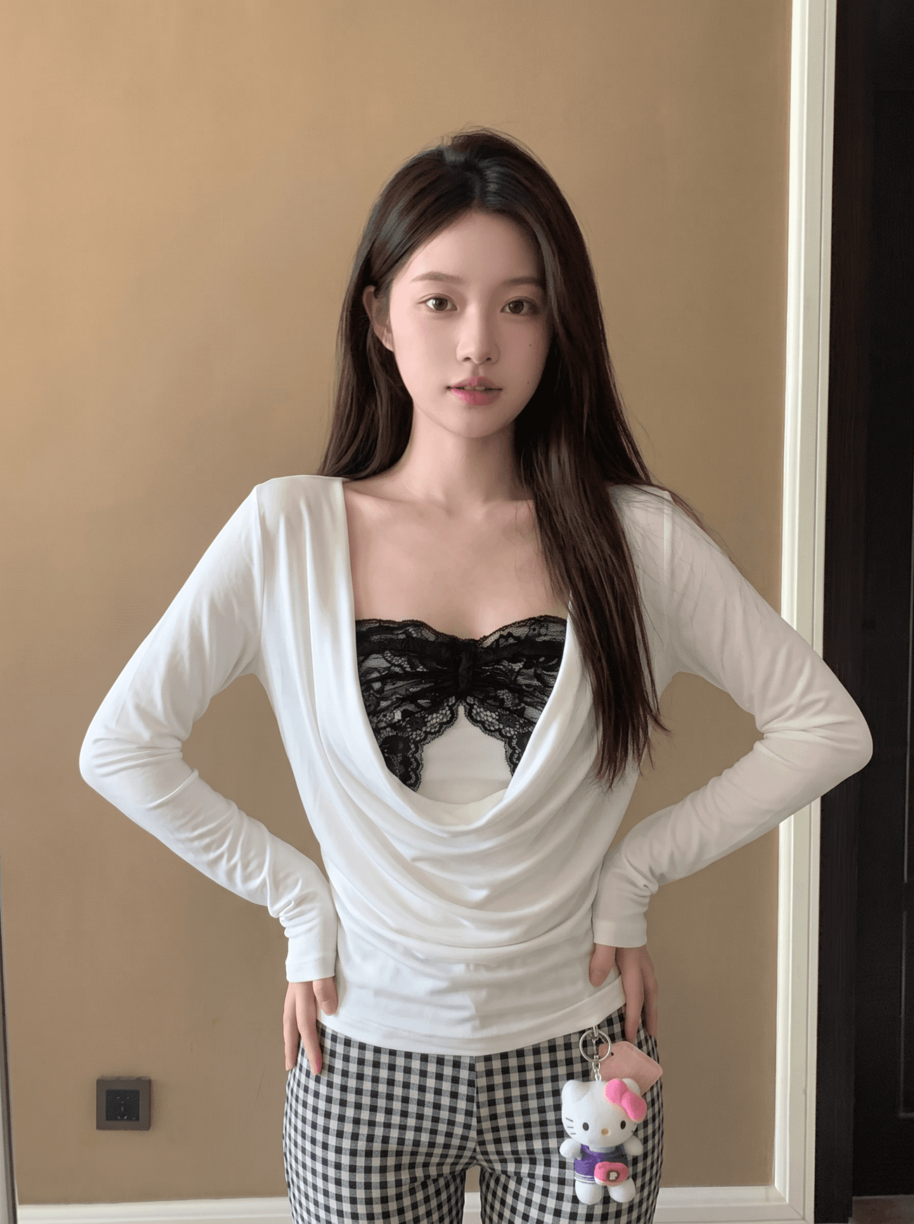 실사 정가 레이스 조각 튜브탑 조끼 여성 흔들다 칼라 주름 블라우스 몸매 가꾸기 슬림해 보이는 사실 두 조각 맨위 여성 상세 이미지 2