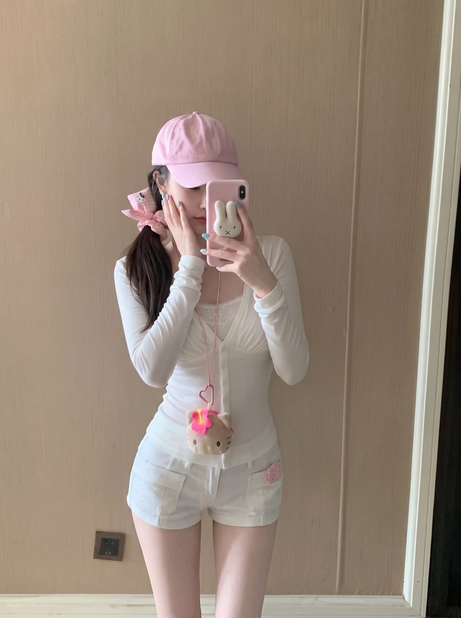 실사 정가 순수한 욕망 안개 빛 V넥 플리츠 오픈 가디건 튜브탑 투피스 세트 그룹 이미지 3
