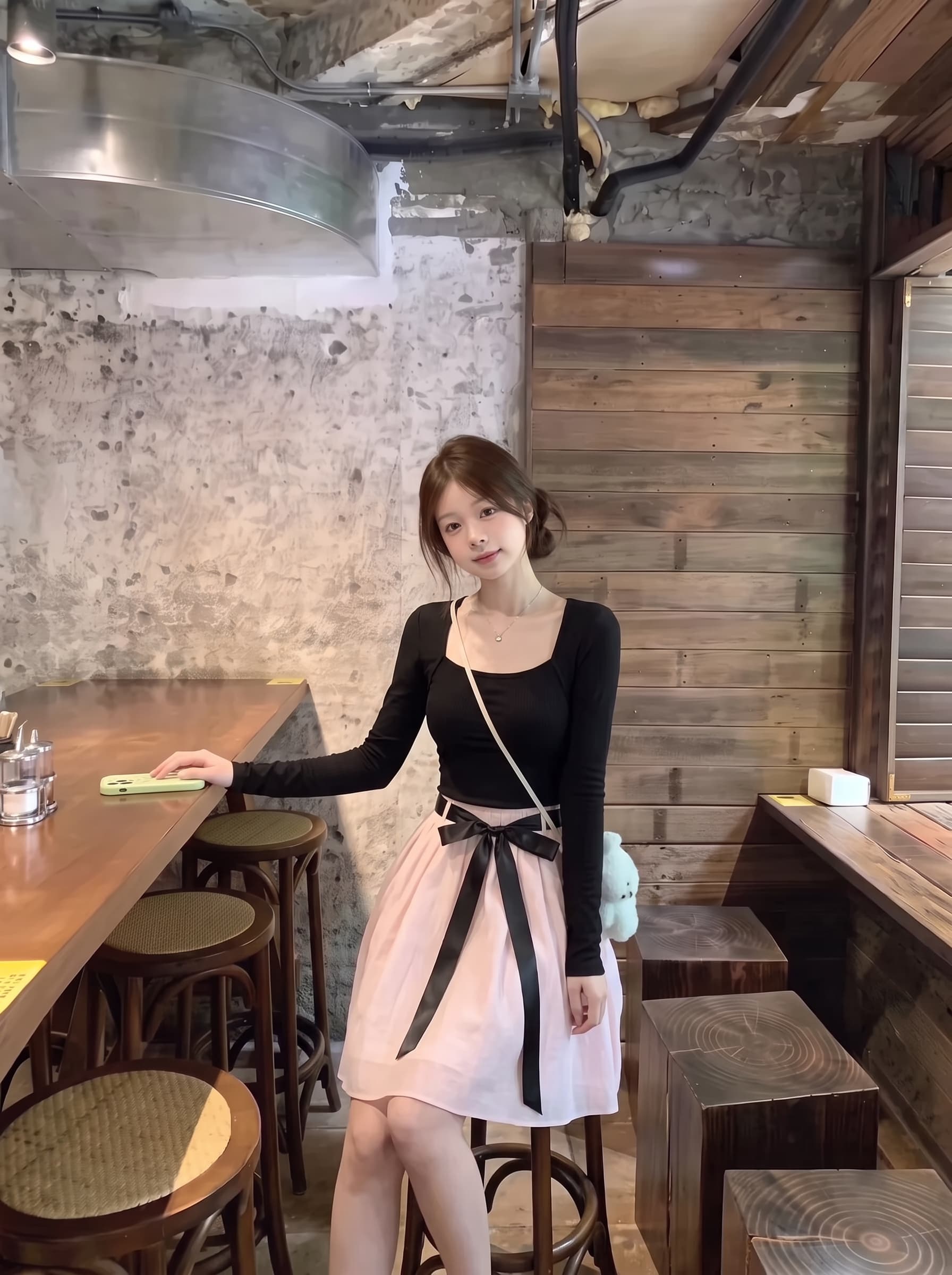 실사 정가 20 백조의 호수 프랑스식 긴팔 맨위 티셔츠 핑크색 반 스커트 세트 그룹 상세 이미지 3