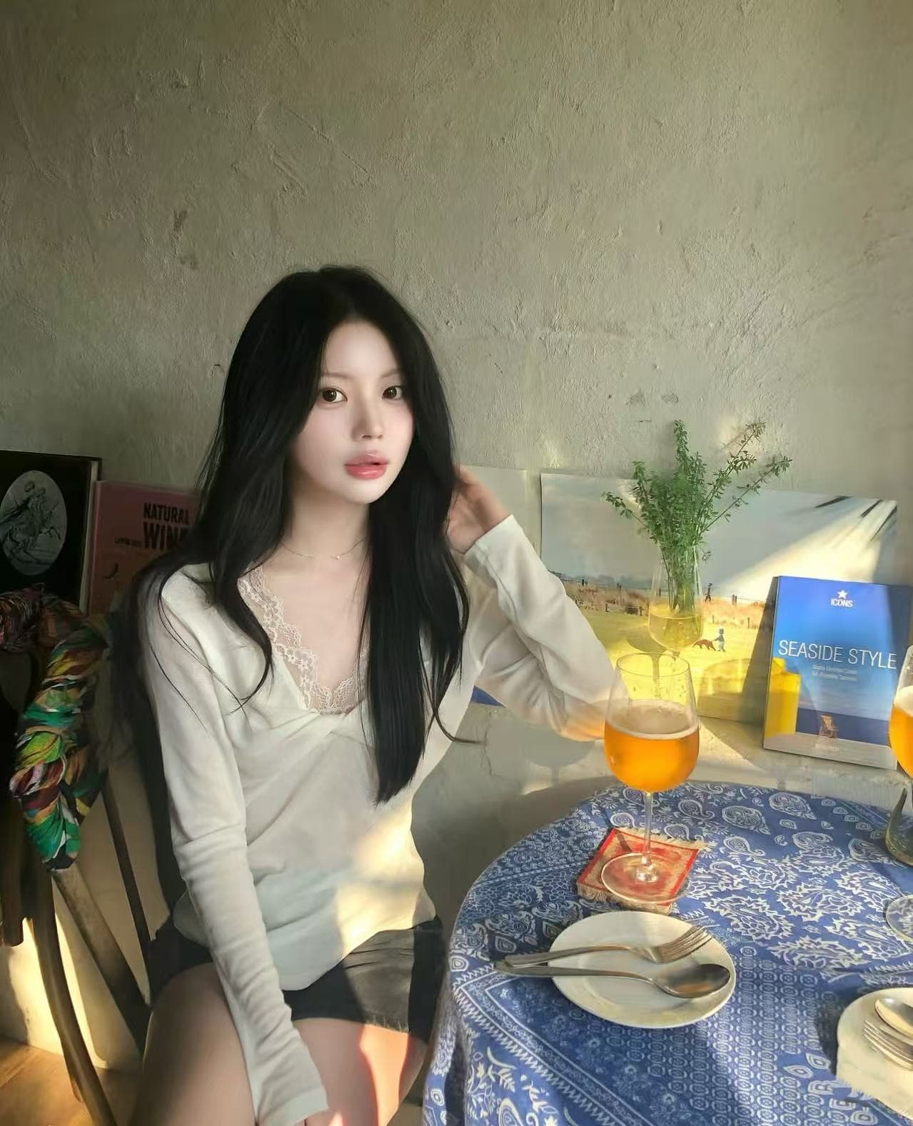 실사 정가 게으른 바람 여성 가을 착용 가져 가라. 2026 새로운 고급 V넥 풀오버 레트로 레이스 니트 스웨터 이미지 3