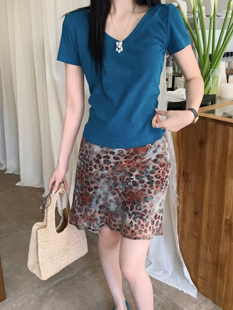 실사 핫걸 레트로 레오파드 무늬 반신 스커트 여름 지방 mm 새로운 하이웨이스트 인어 꼬리 스커트 품격 타이트 스커트 미니 스커트 상세 이미지 20