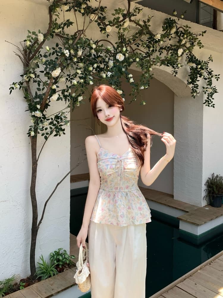 실사 여름 여행 투피스 세트 지방 mm 한 부서 핑크색 얼음 차가운 오픈 가디건 달콤함 연령 감소 꽃무늬 슬립 맨위 상세 이미지 6