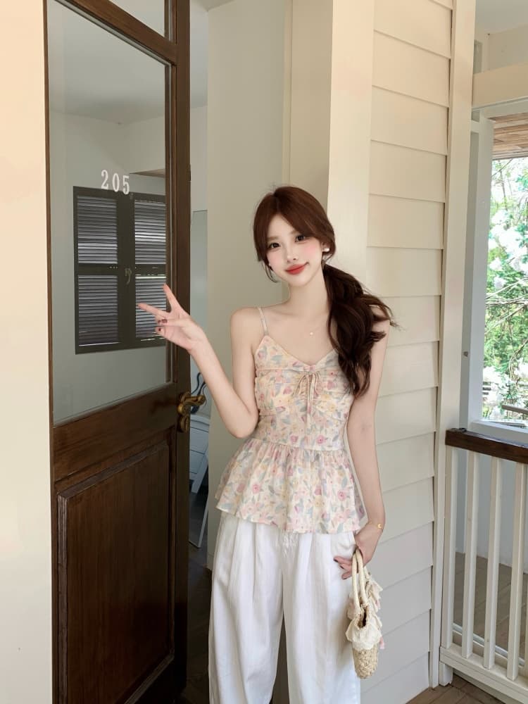 실사 여름 여행 투피스 세트 지방 mm 한 부서 핑크색 얼음 차가운 오픈 가디건 달콤함 연령 감소 꽃무늬 슬립 맨위 상세 이미지 7