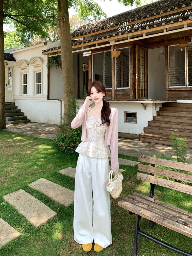 실사 화이트 레이스 레이스 캐미솔 여름 지방 mm 2026 새로운 한 부서 달콤함 몸매 가꾸기 슬림해 보이는 오픈 가디건 상세 이미지 26
