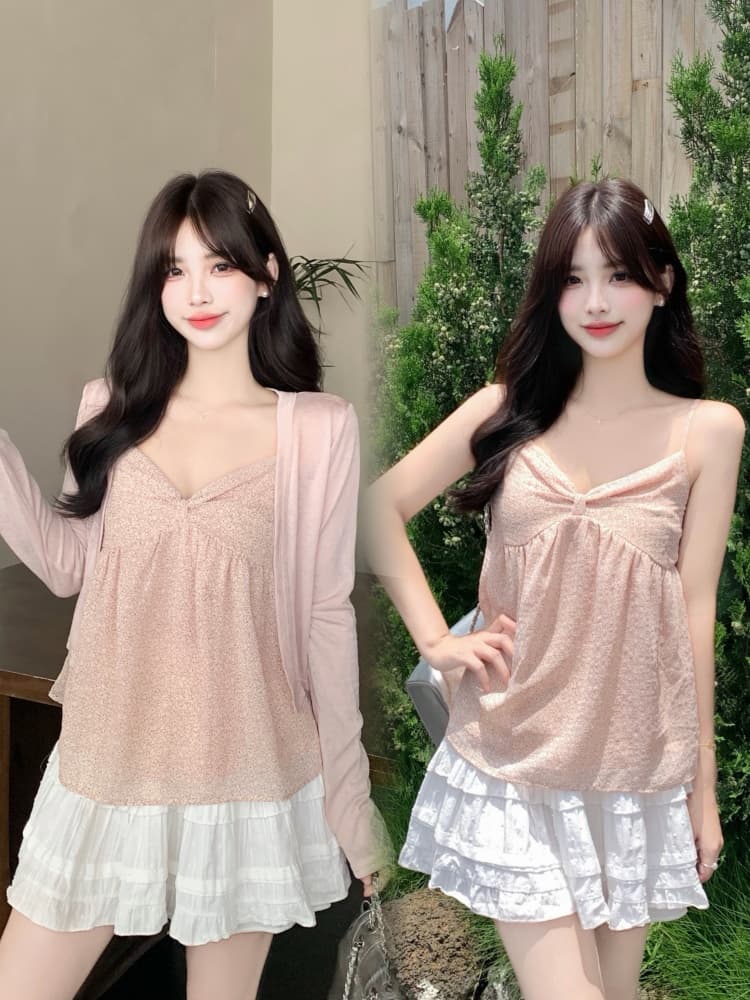 실사 수채화 꽃 질감 센스 지방 mm 캐미솔 민소매 캐주얼 작은 대중 디자인 센스 여름 새로운 작은 셔츠