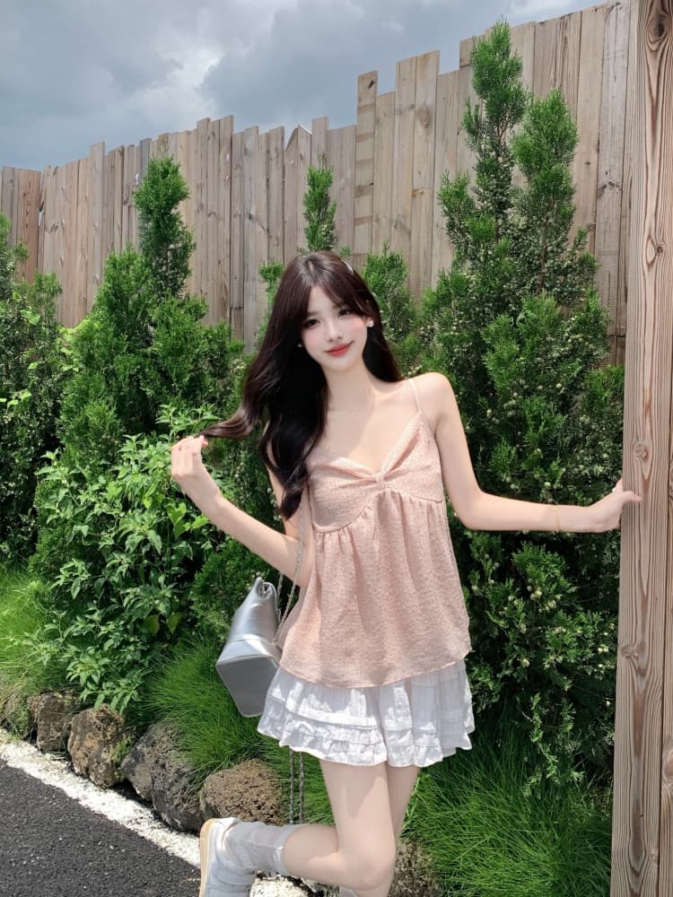 실사 수채화 꽃 질감 센스 지방 mm 캐미솔 민소매 캐주얼 작은 대중 디자인 센스 여름 새로운 작은 셔츠 상세 이미지 10