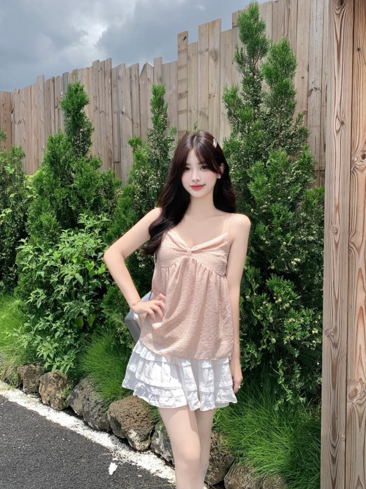 실사 수채화 꽃 질감 센스 지방 mm 캐미솔 민소매 캐주얼 작은 대중 디자인 센스 여름 새로운 작은 셔츠 상세 이미지 14