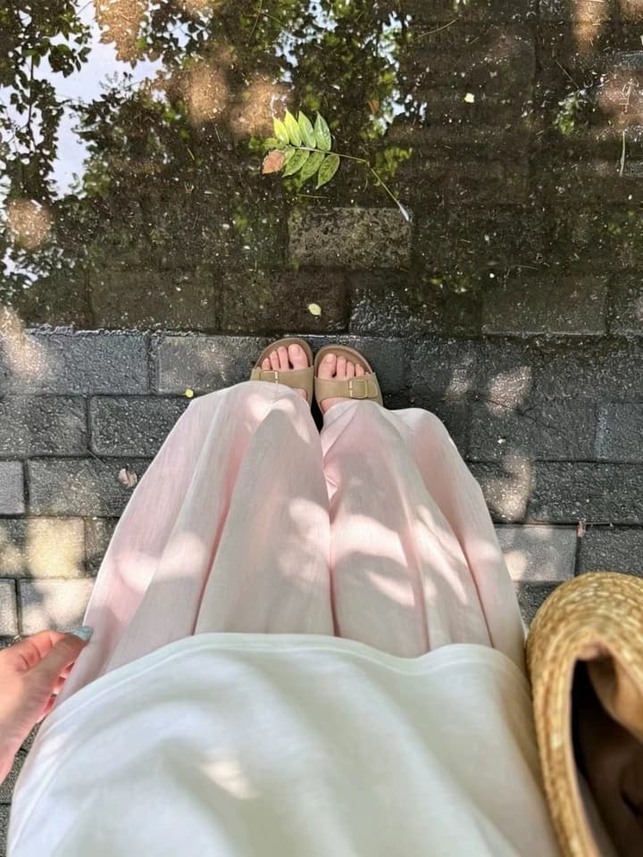 핑크색 주간 실크 차가운 아마 와이드 레깅스 바지 여름 얇은 스타일 2026 새로운 자외선 차단 루즈핏 캐주얼 면 린넨 모통이 칼 바지 상세 이미지 6