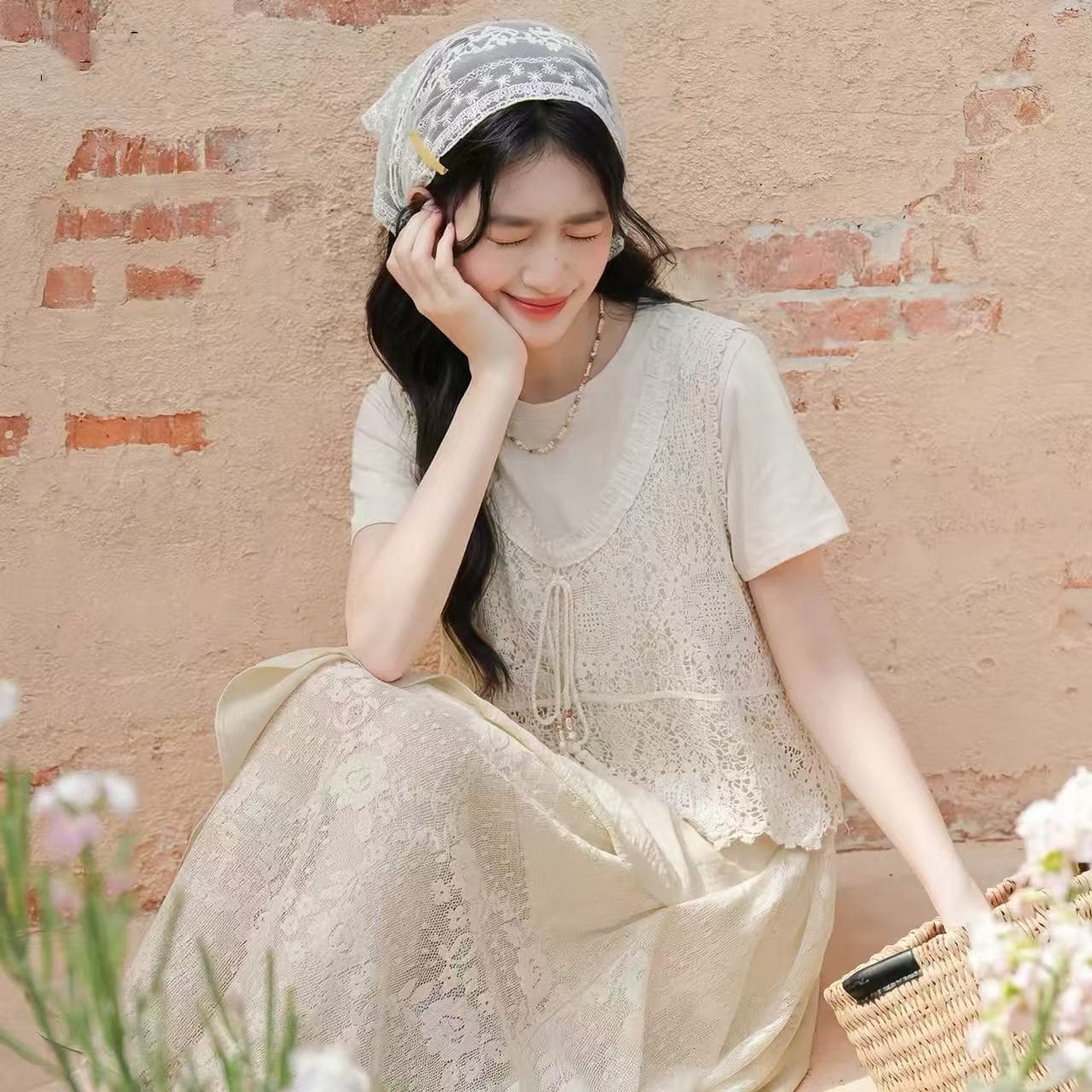 한 부서 레트로 홀로우 아웃 캐미솔 2026 여름 새로운 외국 가스 무거운 작업 자수 니트 조끼 맨위 상세 이미지 1