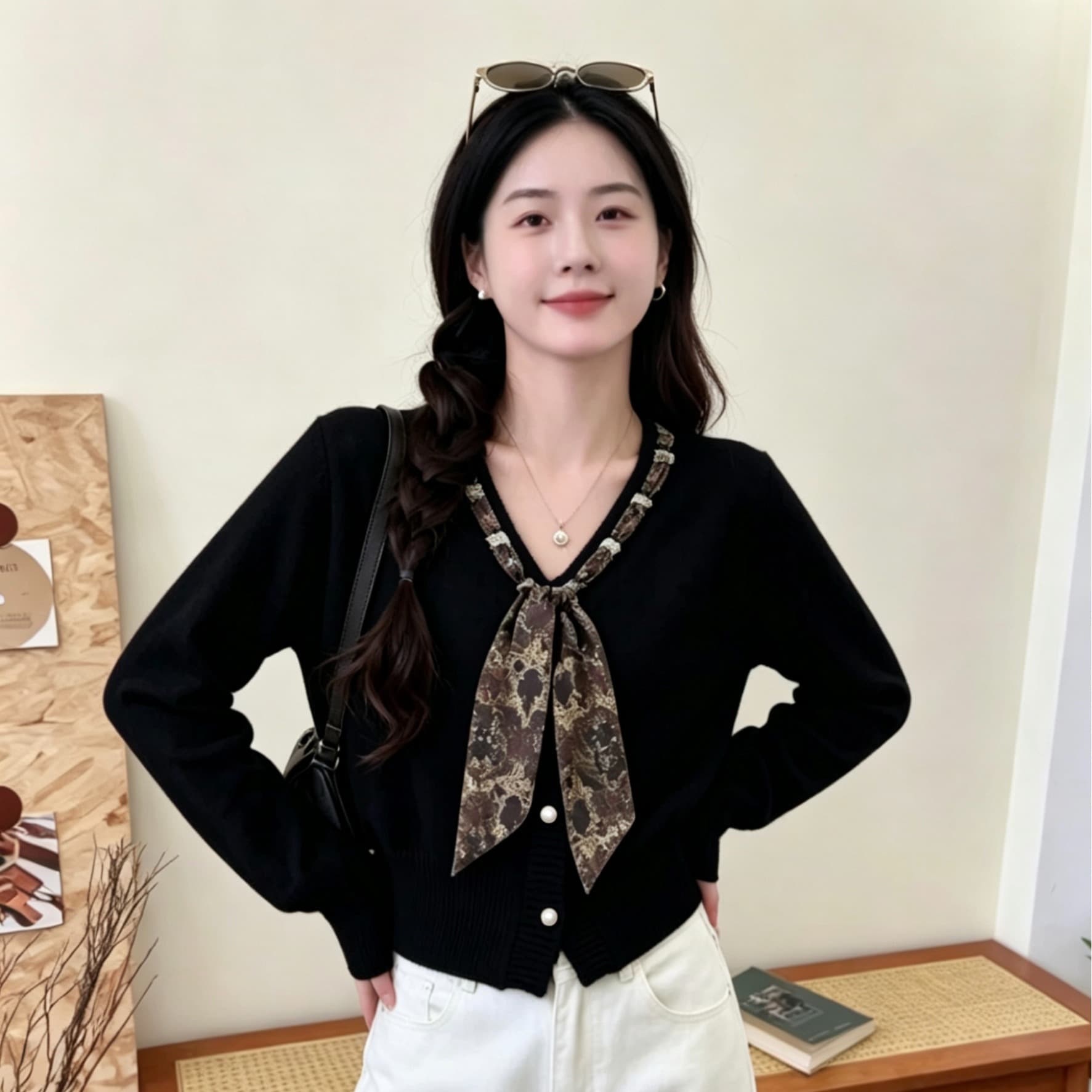 2026 스카프 가을 겨울 니트 오픈 가디건 연령 감소 루즈핏 새로운 니트 스웨터 긴팔 스웨터 코트 맨위 상세 이미지 4