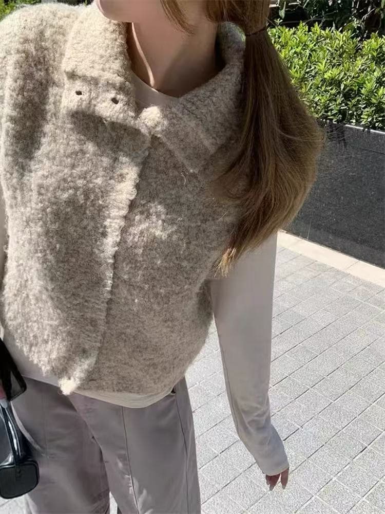 한 부서 고급 센스 터틀넥 니트 조끼 여자 가을 느긋한 바람 두꺼운 선 민소매 스택 착용 조끼 외부 잡아라. 의류 이미지 2