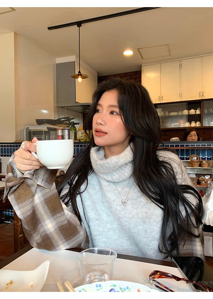 한 부서 느긋한 바람 터틀넥 니트 베스트 조끼 여성 가을 겨울 루즈핏 어깨 스웨터 스택 착용 외부 가져 가라. 민소매 맨위 상세 이미지 36