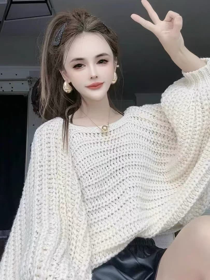 2026 여성 가을 느긋한 루즈핏 백리스 디자인 센스 레트로 나비 매듭 외출용 쇼트 스타일 V넥 패션 다용도 스웨터 상세 이미지 1