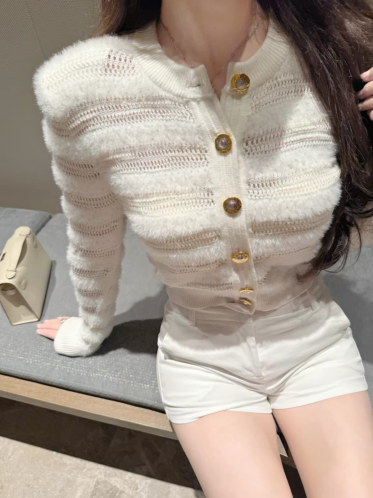 작은 샤넬 스타일 카디건 코트 여성 짧은 2026 새로운 폭발 이른 가을 착용 가져 가라. 고급 센스 품격 다용도 상세 이미지 2