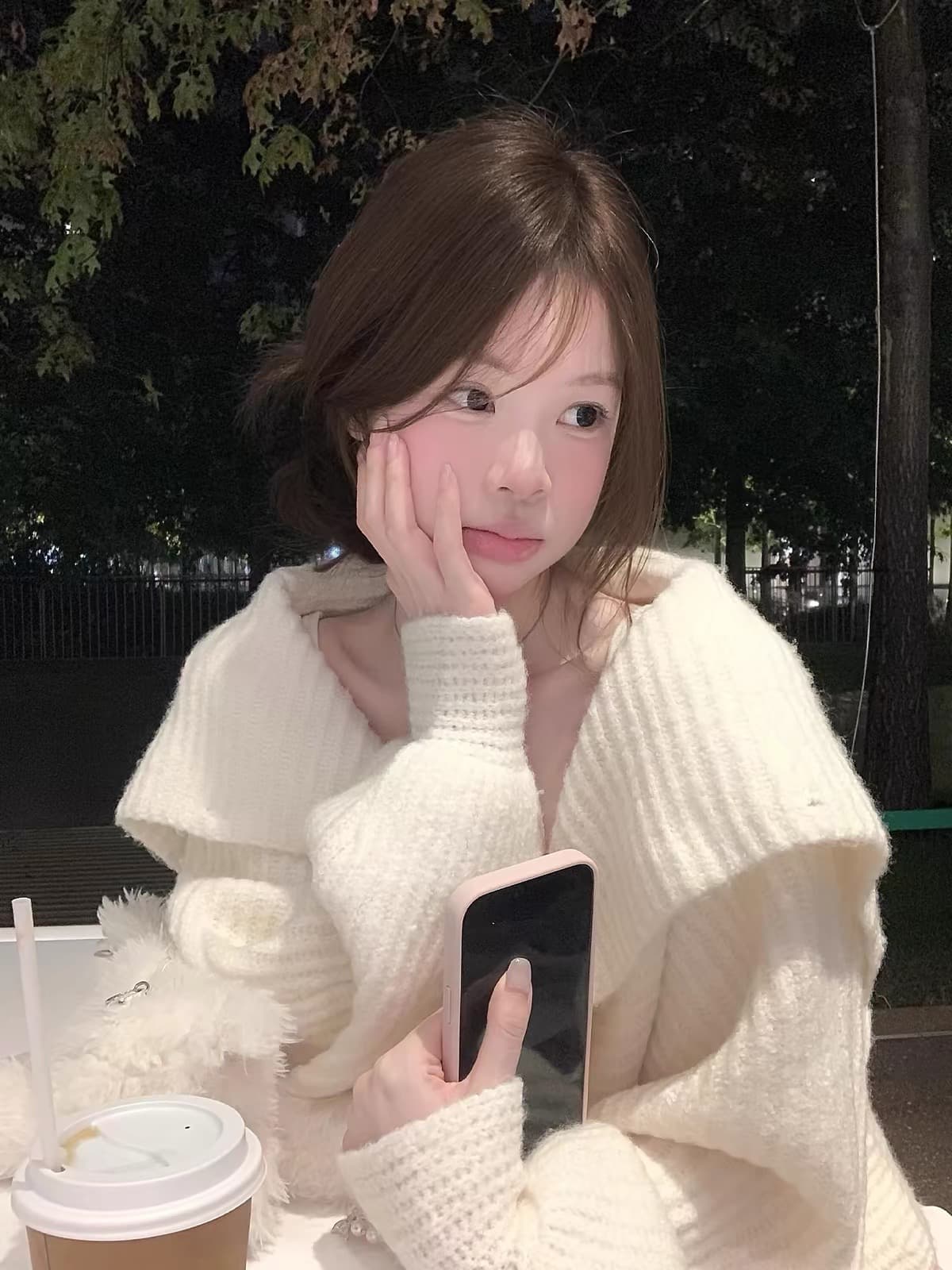 이른 가을 분위기 센스 착용 가져 가라. 스웨터 여성 코트 가을 겨울 2026 새로운 느긋한 바람 해군 칼라 벌룬 소매 오픈 가디건 맨위 이미지 3