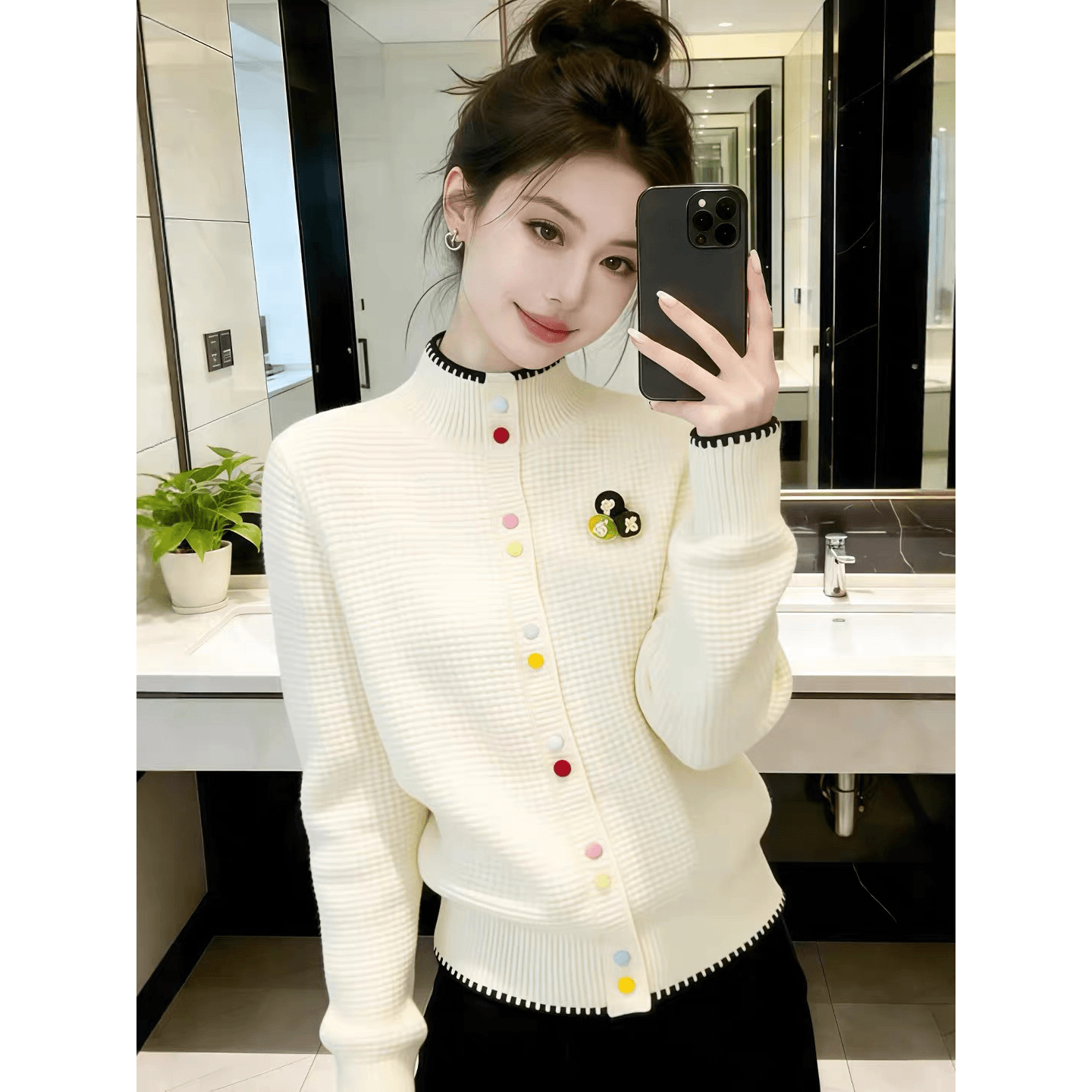 2026 새로운 봄 가을 한 부서 반하이넥 니트 스웨터 스웨터 여성 코트 고유 한 아름다운 자이언트 잘 생긴 ~ 중 작은 맨위 이미지 5