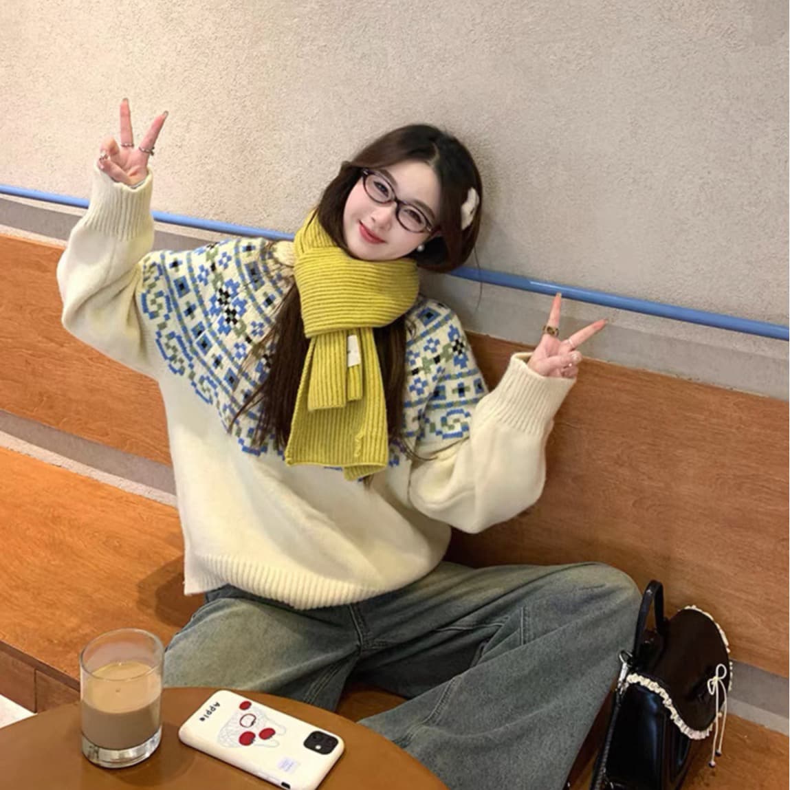한 부서 공정한 섬 스웨터 여자 가을 겨울 2026 새로운 루즈핏 느긋한 바람 고급 센스 부드러운 찹쌀 맨위 외출용 이미지 2