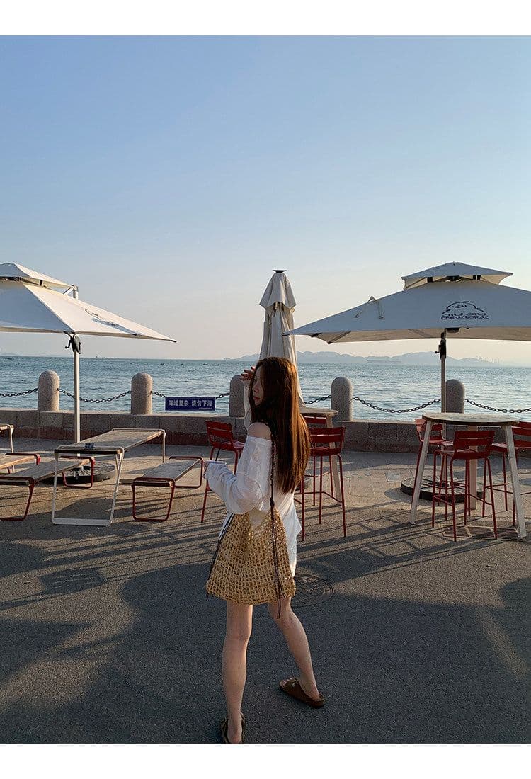성분 65 폴리에스터 35 면 자외선 차단 블라우스 여성 여름 ootd 착용 가져 가라. 긴팔 티셔츠 화이트 상세 이미지 18