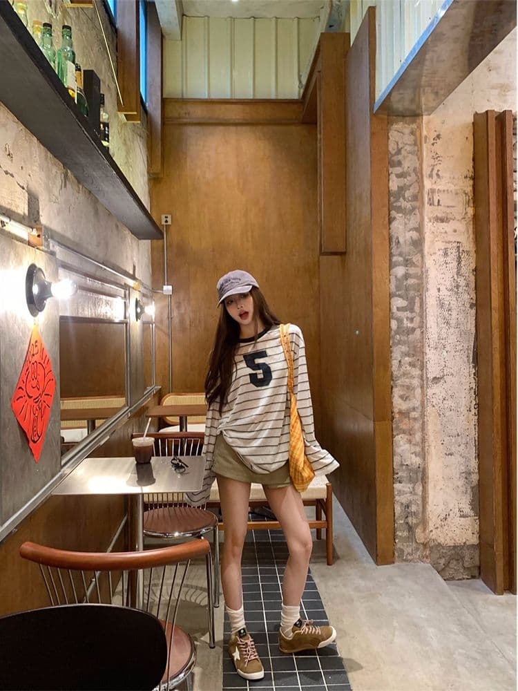 성분 65 라이 경기 서울 35 폴리에스터 여름 스트라이프 저지 티셔츠 슬림해 보이는 캐주얼 루즈핏 패션 긴팔 맨위 상세 이미지 4