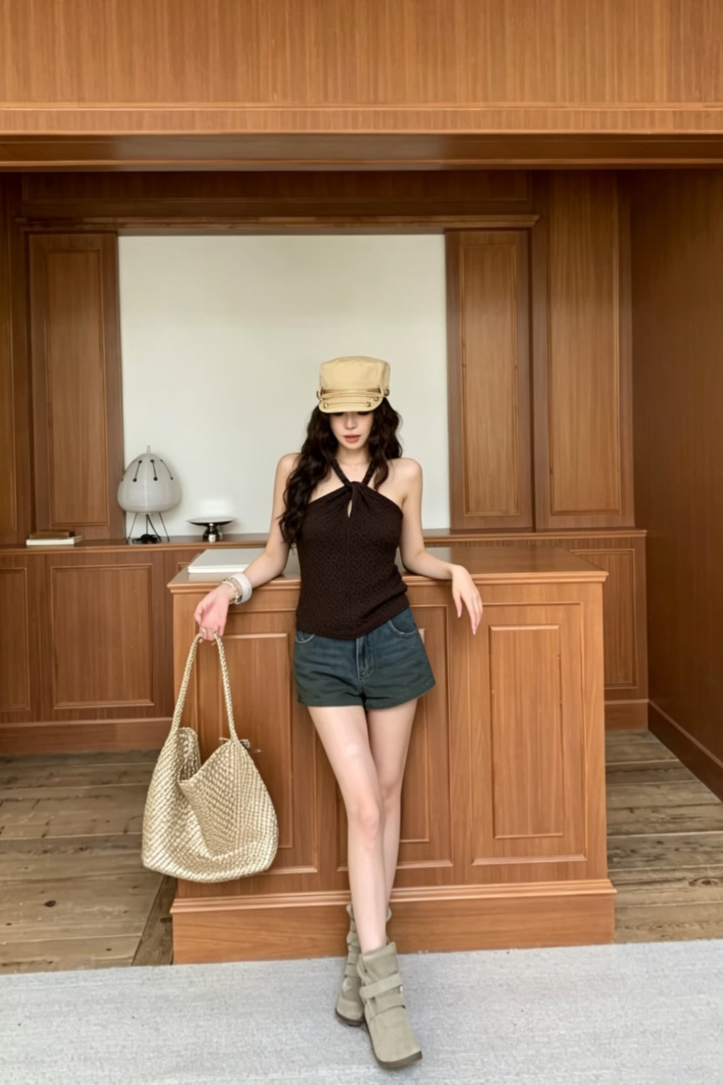 성분 88 접착제 12 나일론 여름 순수한 욕망 바람 홀로우 아웃 행침 목 조끼 여성 슬림해 보이는 다용도 쇼트 스타일 민소매 상세 이미지 6
