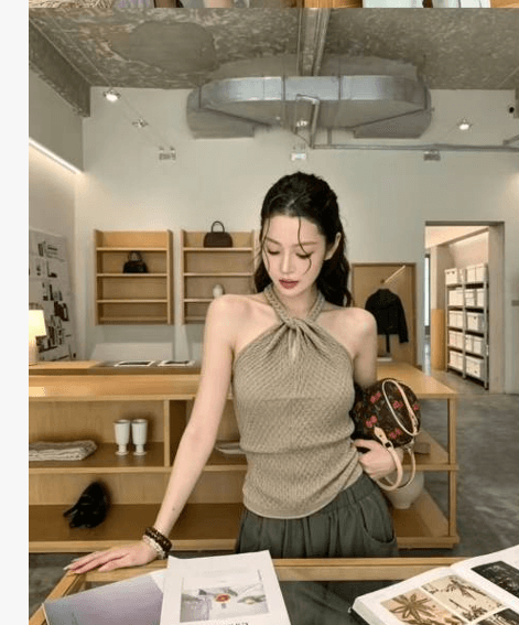 성분 88 접착제 12 나일론 여름 순수한 욕망 바람 홀로우 아웃 행침 목 조끼 여성 슬림해 보이는 다용도 쇼트 스타일 민소매 상세 이미지 7