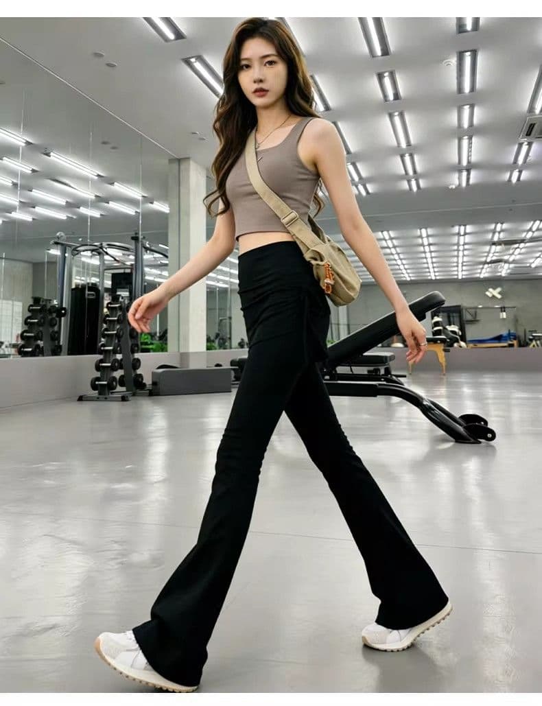 페이크 레이어드 랩스커트팬츠 부츠컷 외출용 요가 슬림해 보이는 긴 바지 상세 이미지 6