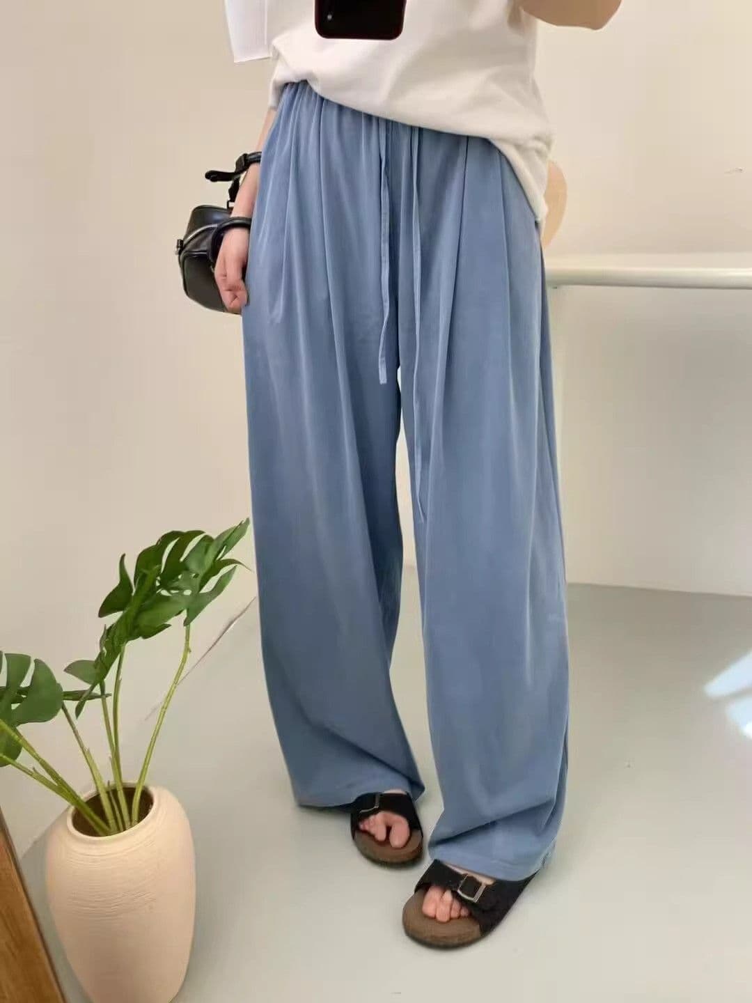 봄 여름 새로운 주간 실크 청바지 여성 루즈핏 도루 센스 스트레이트 팬츠 상세 이미지 5