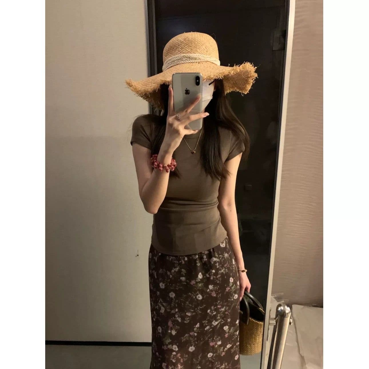 여름 허리밴드 도루 가을 센스 레트로 쉬폰 꽃무늬 반신 스커트 이미지 6